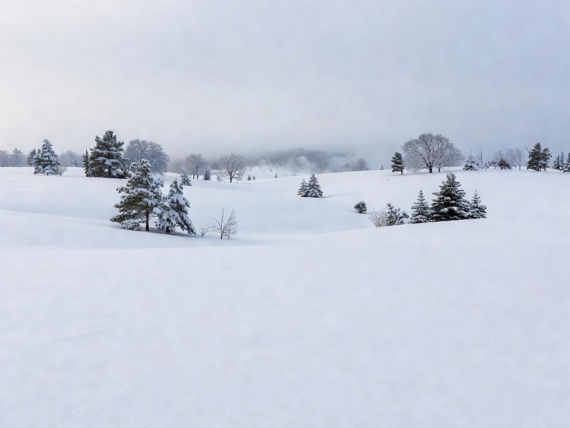 Quiet winter landscape covered in snow