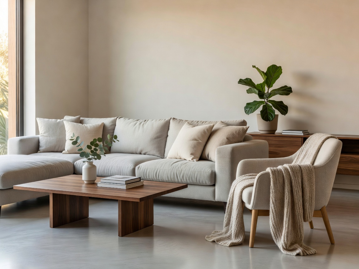 Relaxed indoor space with comfortable contemporary furnishings
