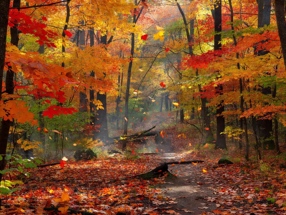 Rich autumn colours in a forest