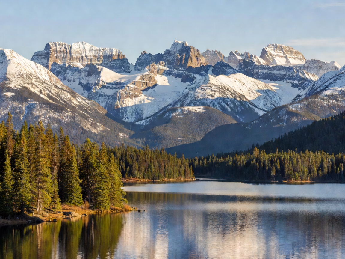 Vast Canadian landscape with mountains and lake