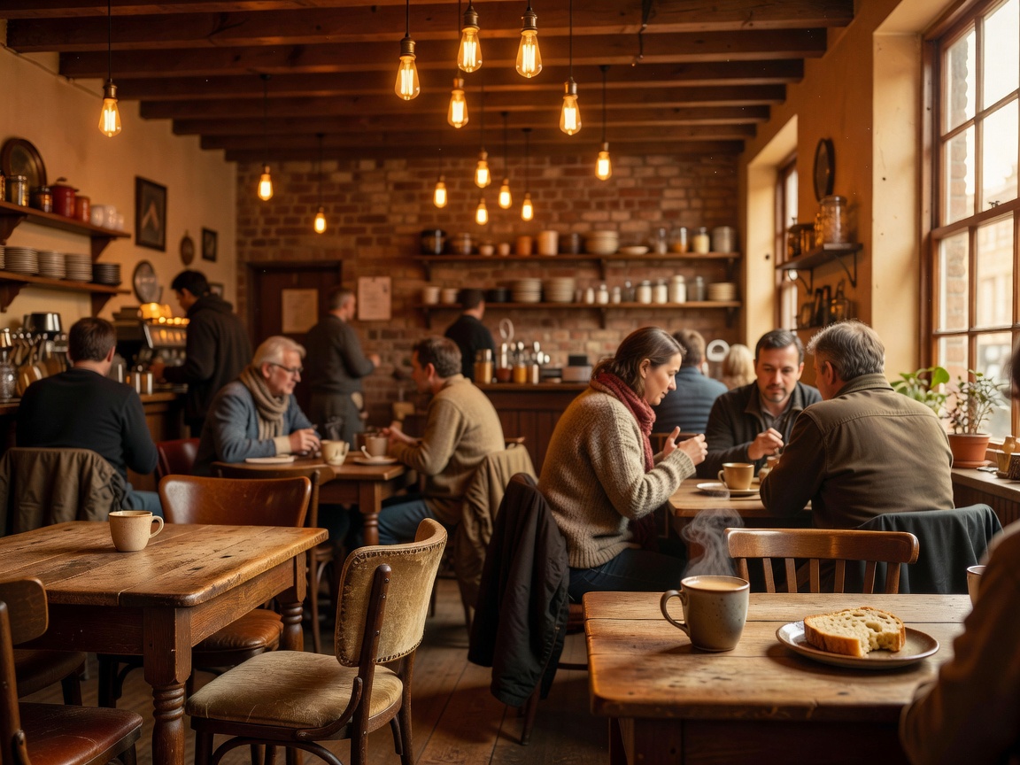 Warm atmospheric local cafe or restaurant